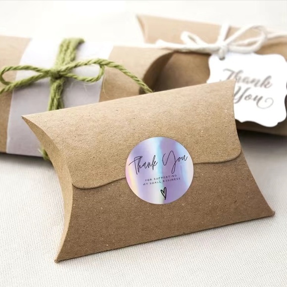 Thank You Stickers Holographic Iridescent 1 inch roll of 500 New - Picture 3 of 6